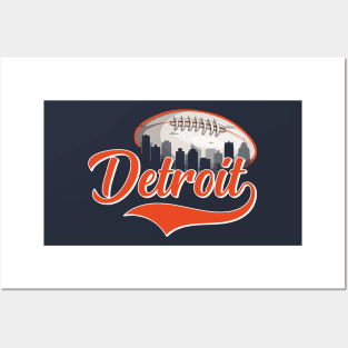 Retro Vintage Detroit Michigan City Scape Football Game For Man Woman Posters and Art